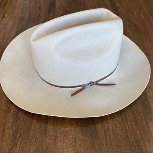 Ranger Style Pure Wool Nude/Cream/Tan Felt Hat Fedora Ribbon Trim Large